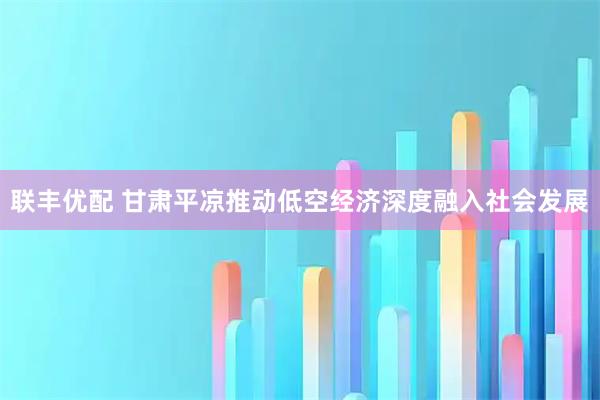 联丰优配 甘肃平凉推动低空经济深度融入社会发展