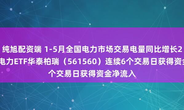 纯旭配资端 1-5月全国电力市场交易电量同比增长24.8%!电力ETF华泰柏瑞(561560)连续6个交易日获得资金净流入